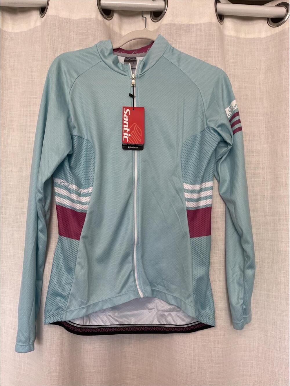 Santic Long Sleeve Cycling Top/Jacket Turquoise And Pink Size M
